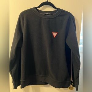 GUESS Black Crewneck Sweatshirt with Red Triangle Logo
